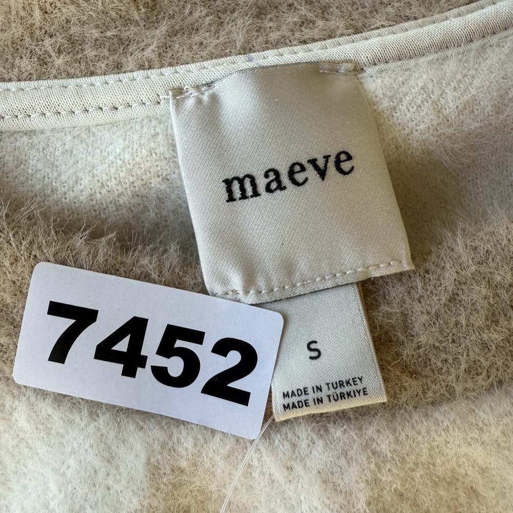 Maeve Cozy Ringer Sweatshirt Women S Ivory Beige Trim $118 New with tags - Picture 10 of 10